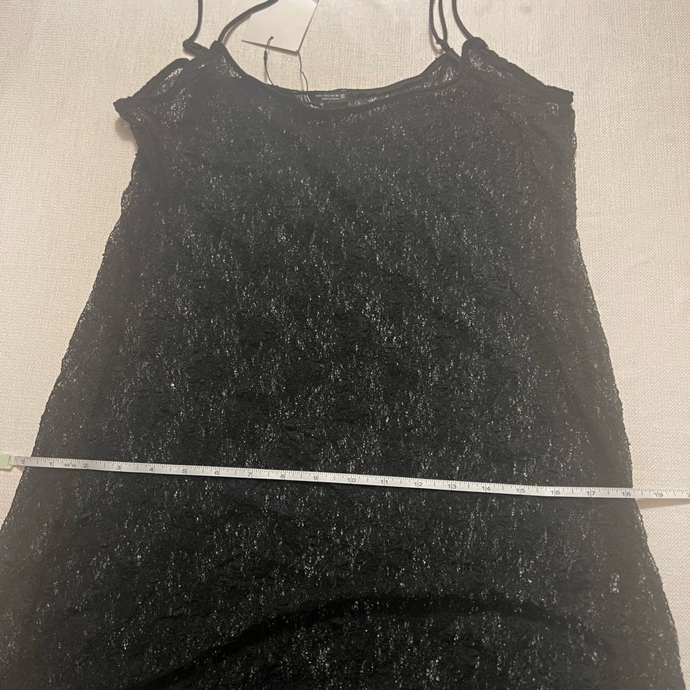 ZARA L Black Lace Dress w layered flounce hem. NWT - Picture 12 of 16